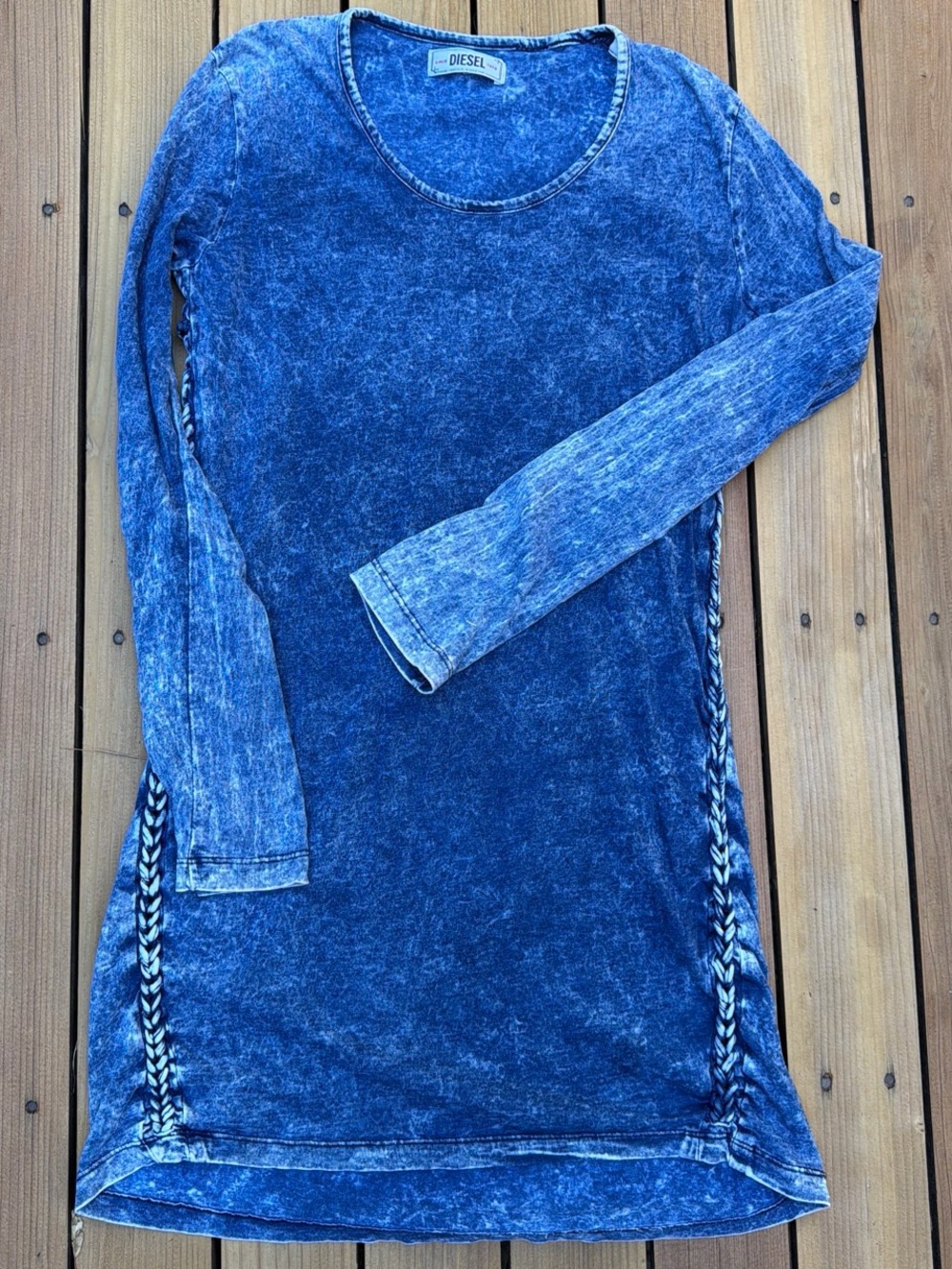 Rare Vintage Y2K Diesel Industry Division Acid Wash Braided Jersey Dress M